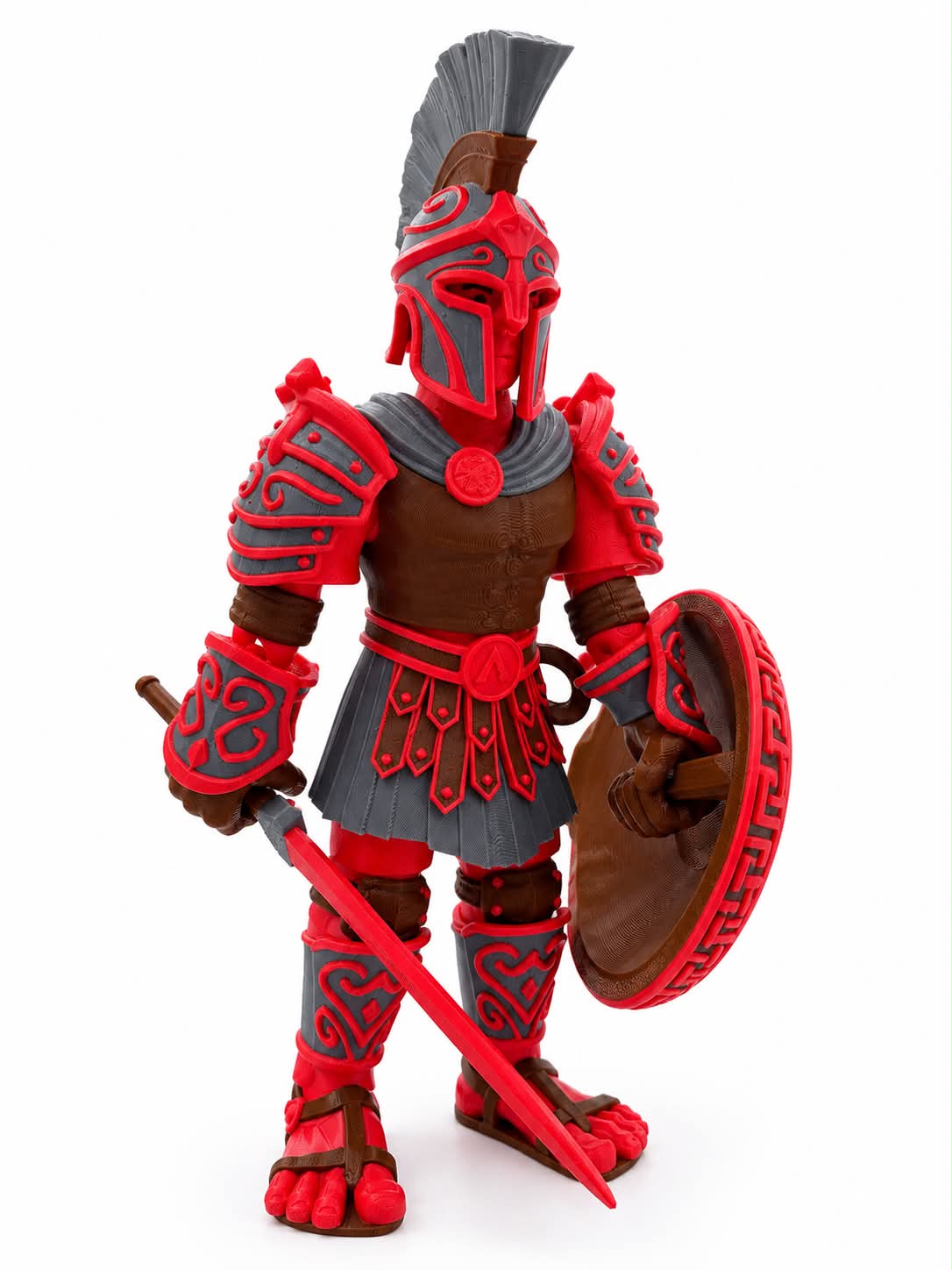 Flexi Spartan Warrior action figure by DJM 3D SHOP, detailed military-style plastic toy with armor and weapon accessories.