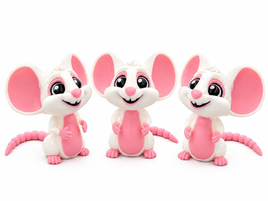 Flexi Mouse 3D fidget toy from DJM 3D SHOP, showing a colorful, flexible 3D mouse-shaped stress relief toy with textured surface.