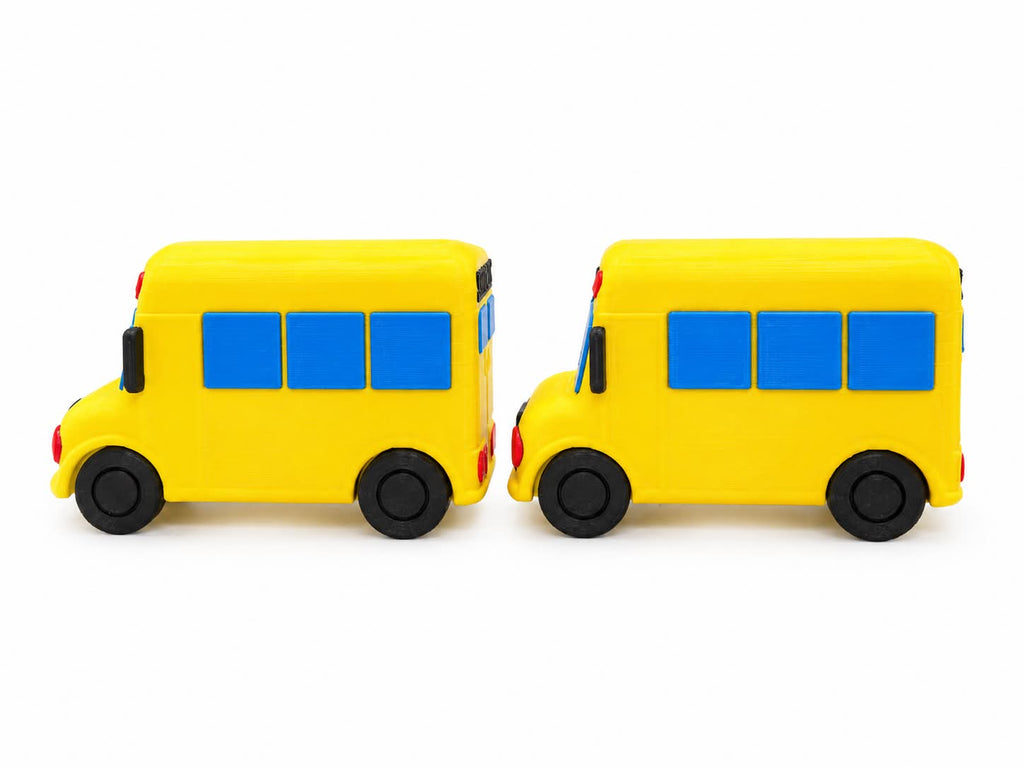 DJM 3D SHOP school bus fidget toy clickers, colorful plastic buttons for stress relief and sensory play.
