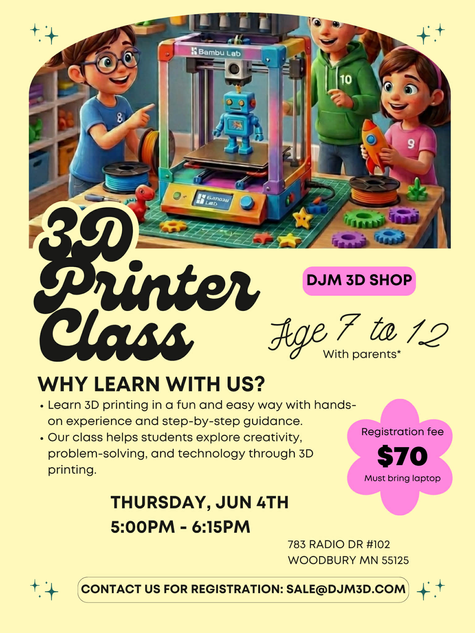 Intro to 3D Printing for Kids recreation Class (06/04/2026)