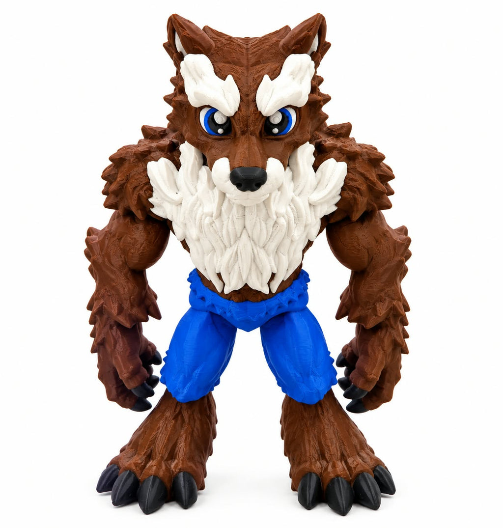 DJM 3D SHOP Exclusive Flexi Werewolf fidget toy showing flexible, colorful werewolf figure with detailed features and vibrant colors.