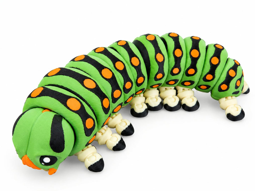 Caterpillar articulated fidget toy by DJM 3D SHOP featuring colorful interconnected segments for tactile play and stress relief.