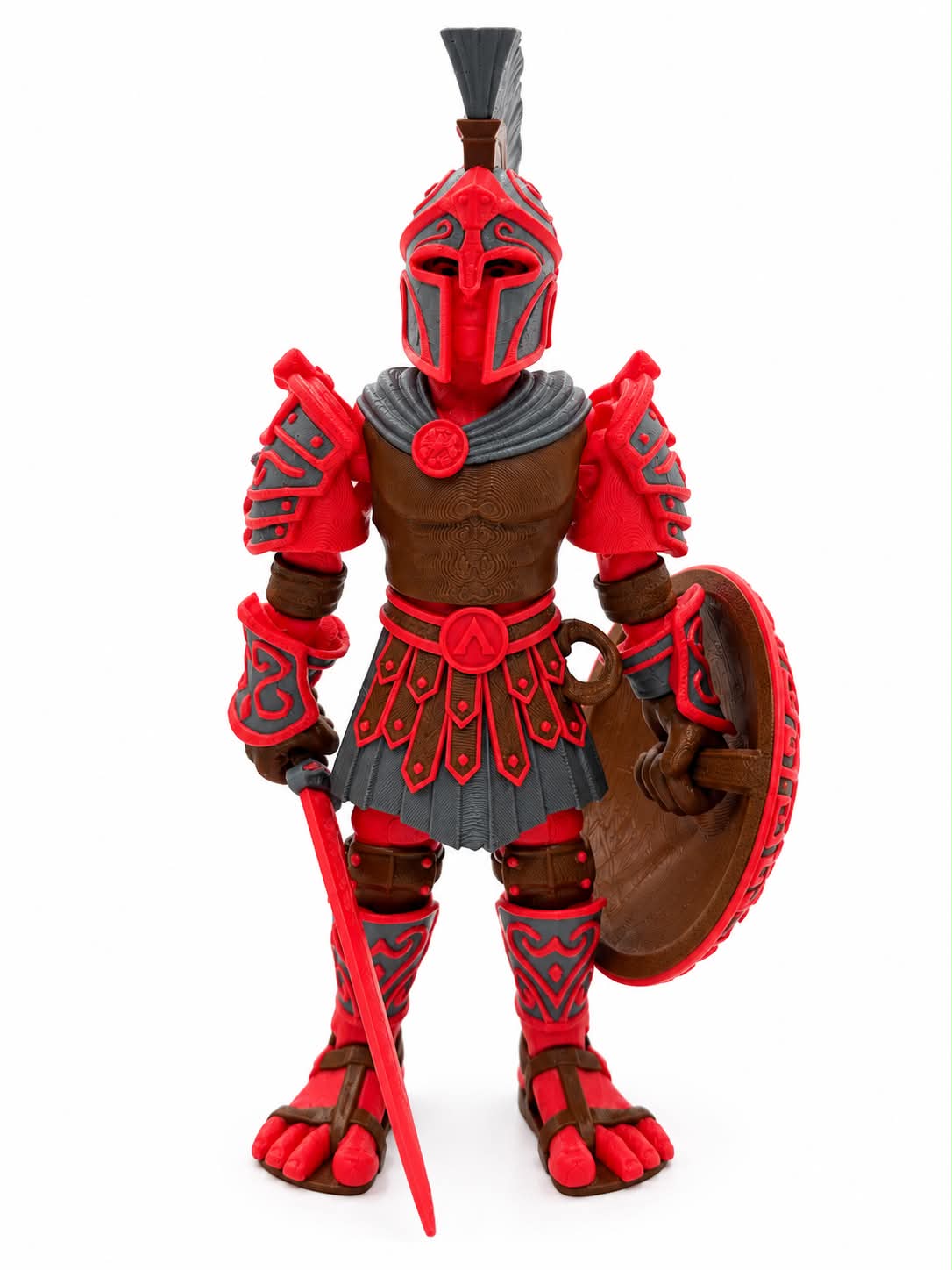 Flexi Spartan Warrior action figure from DJM 3D SHOP, detailed with armor and weapon, posed dynamically against a plain background.