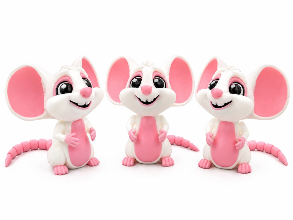 Flexible 3D fidget toy called Flexi Mouse by DJM 3D SHOP, featuring colorful, bendable shapes for sensory and stress relief.