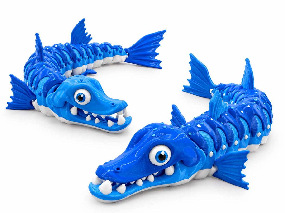DJM 3D SHOP Barracuda Flexi fidget toy with colorful rubber loops and textured surfaces for stress relief and sensory play.