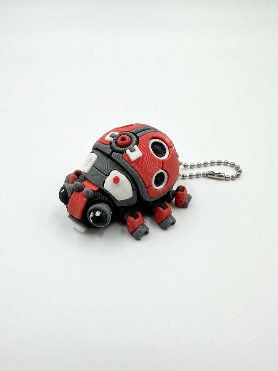 DJM 3D SHOP RoboBeetle +Clicker fidget toy keychain with a detailed robotic beetle design and clickable features.