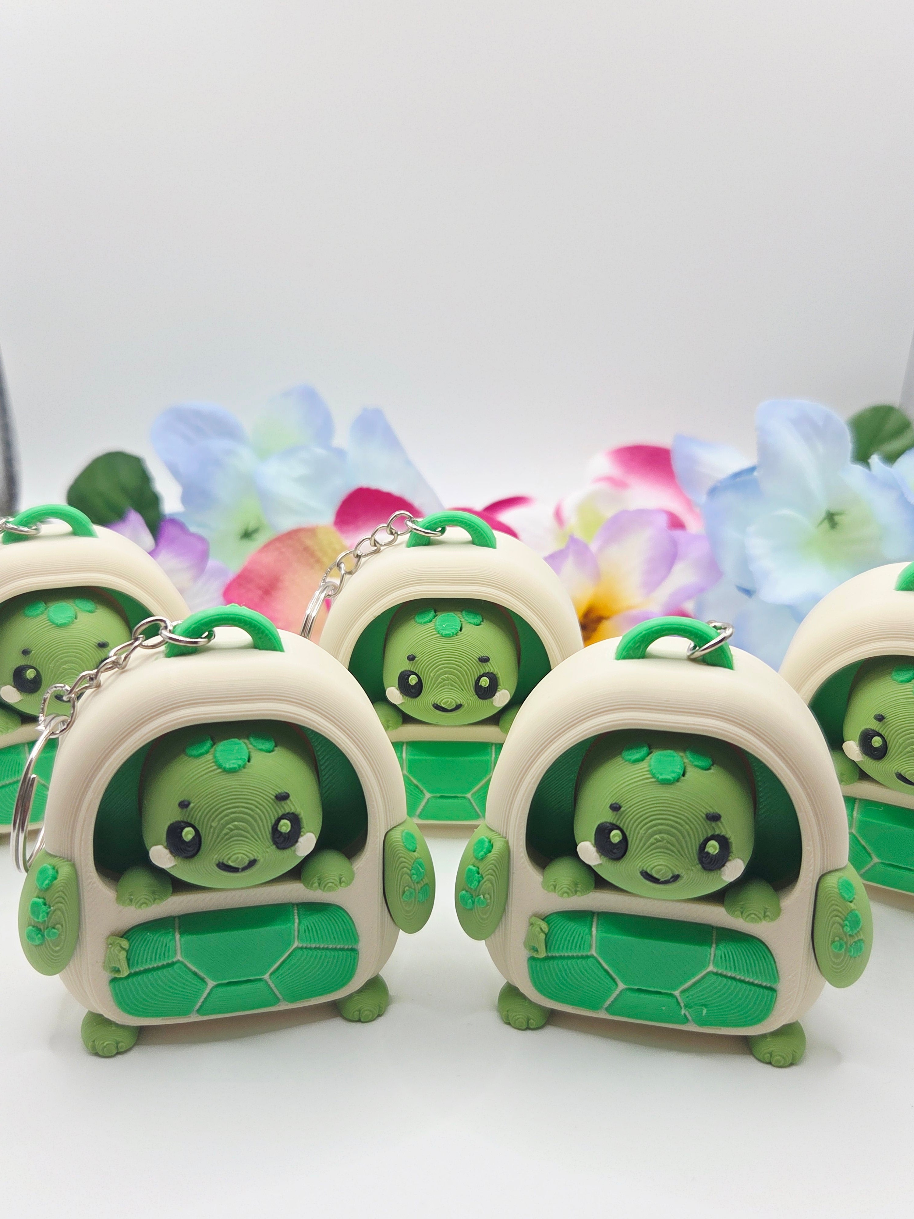 Colorful turtle-shaped backpack clicker from DJM 3D SHOP, featuring a detailed turtle design with adjustable strap for kids.
