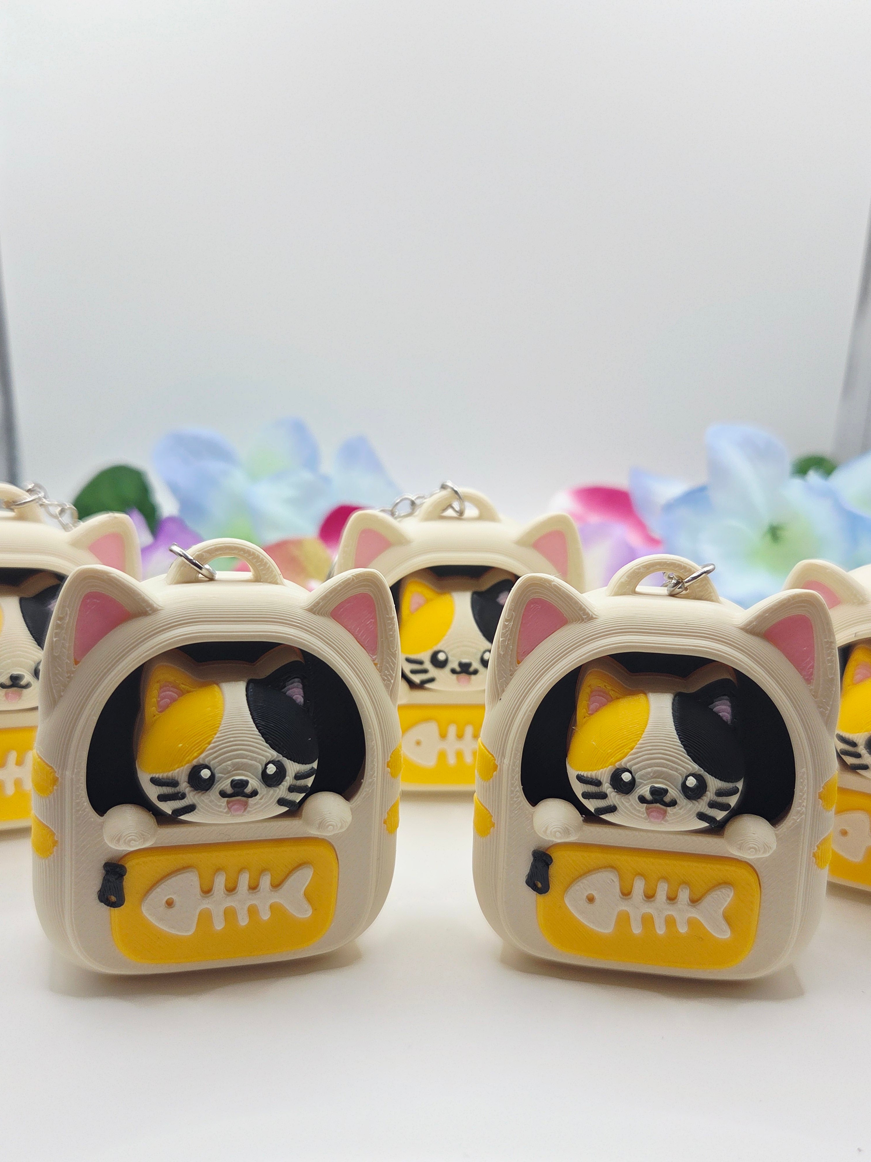 DJM 3D SHOP cat-shaped fidget toy backpack clicker, portable and fun stress-relief accessory for cat lovers.