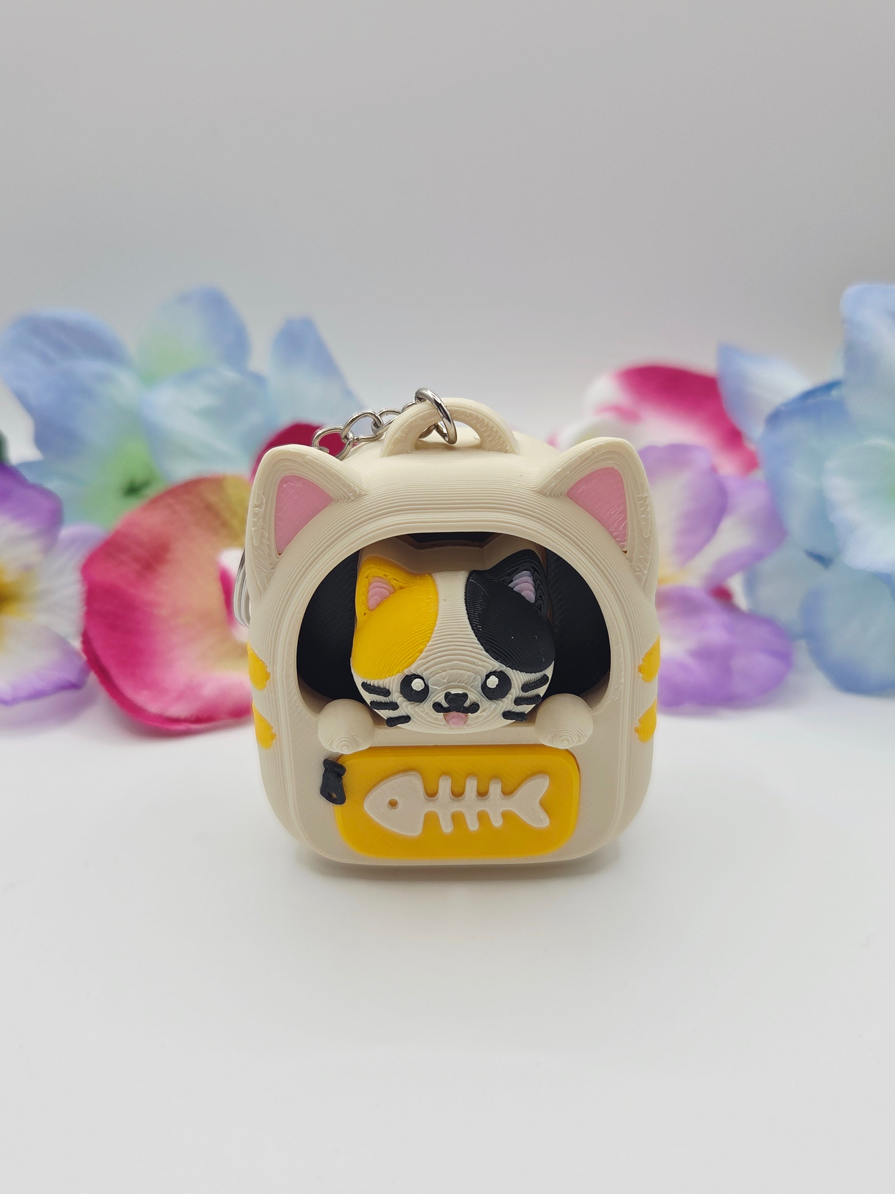 DJM 3D SHOP cat-themed fidget toy backpack clicker with colorful buttons for stress relief and sensory play.