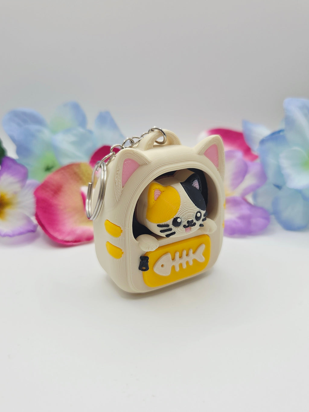 DJM 3D SHOP Cat Backpack Clicker fidget toy with colorful buttons and adjustable straps, designed for stress relief and fun.
