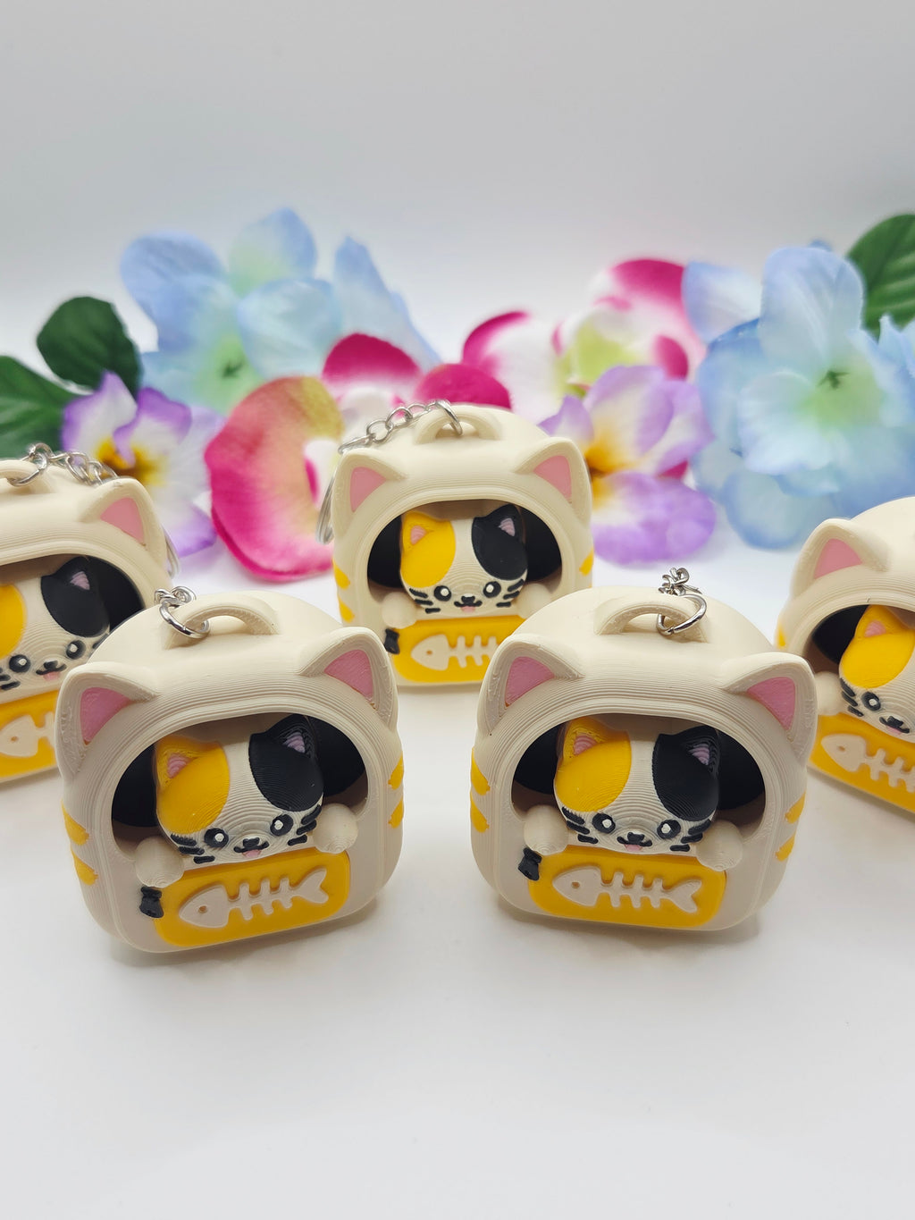 DJM 3D SHOP cat-shaped fidget toy backpack clicker with colorful silicone buttons for stress relief and entertainment.